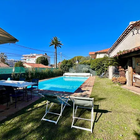 Avec Piscine Privee A Les Pins - 4 Minutes A Pieds Des Plages 胡安莱潘