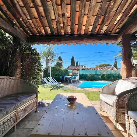 Avec Piscine Privee A Les Pins - 4 Minutes A Pieds Des Plages 胡安莱潘
